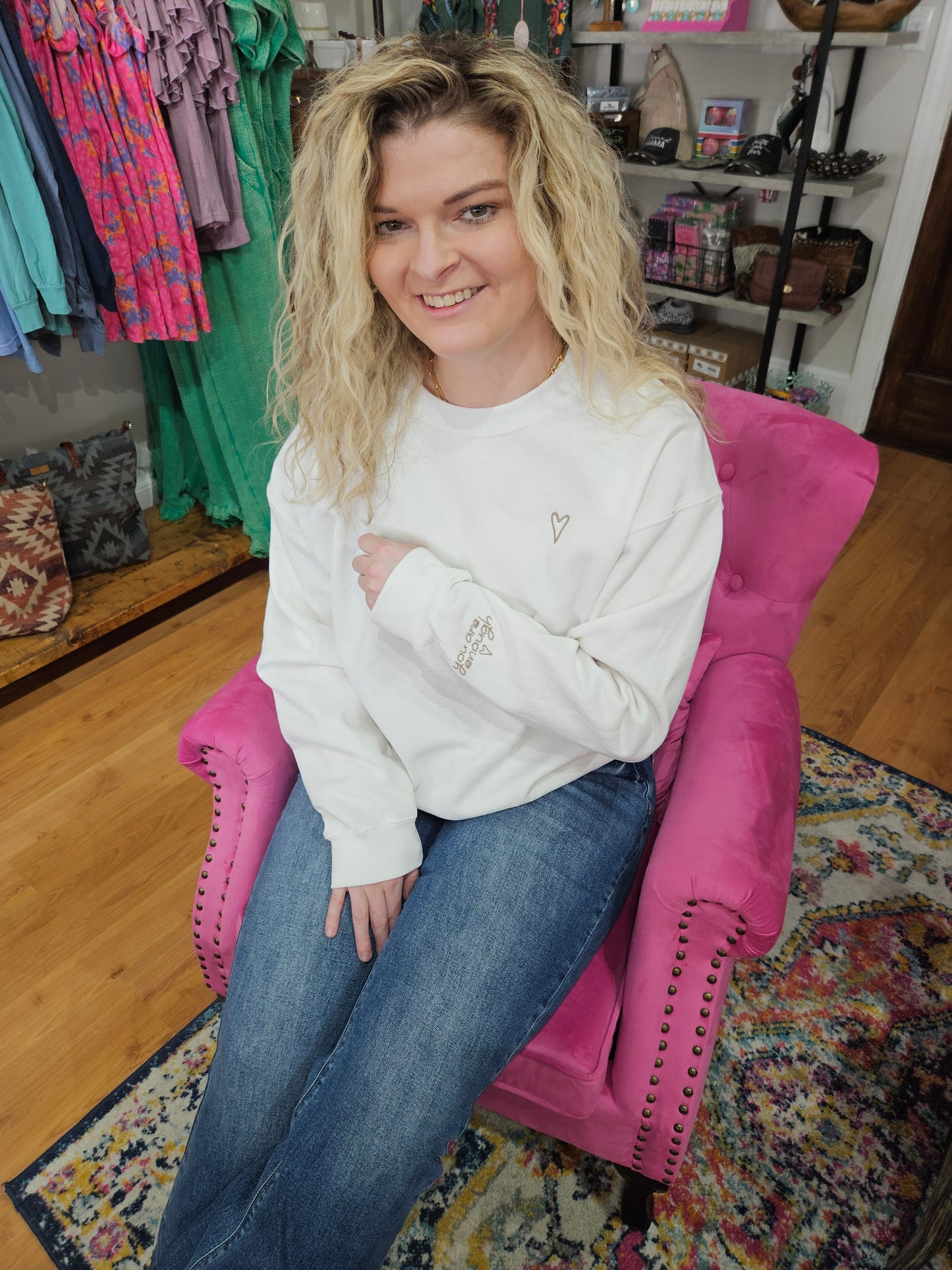 Original You Are Enough Embroidered Sweatshirt