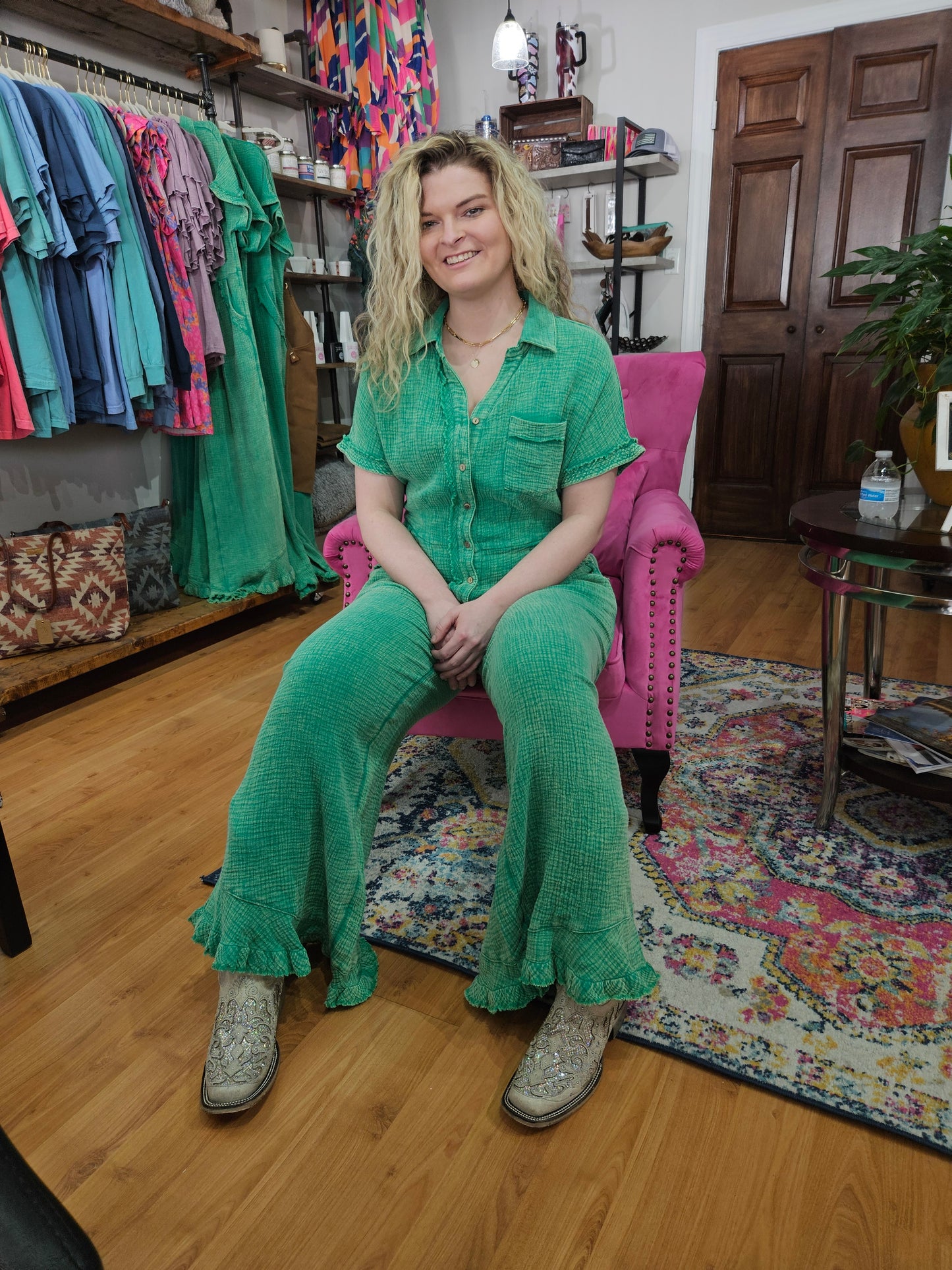 Wide leg jumpsuit/Kelly green