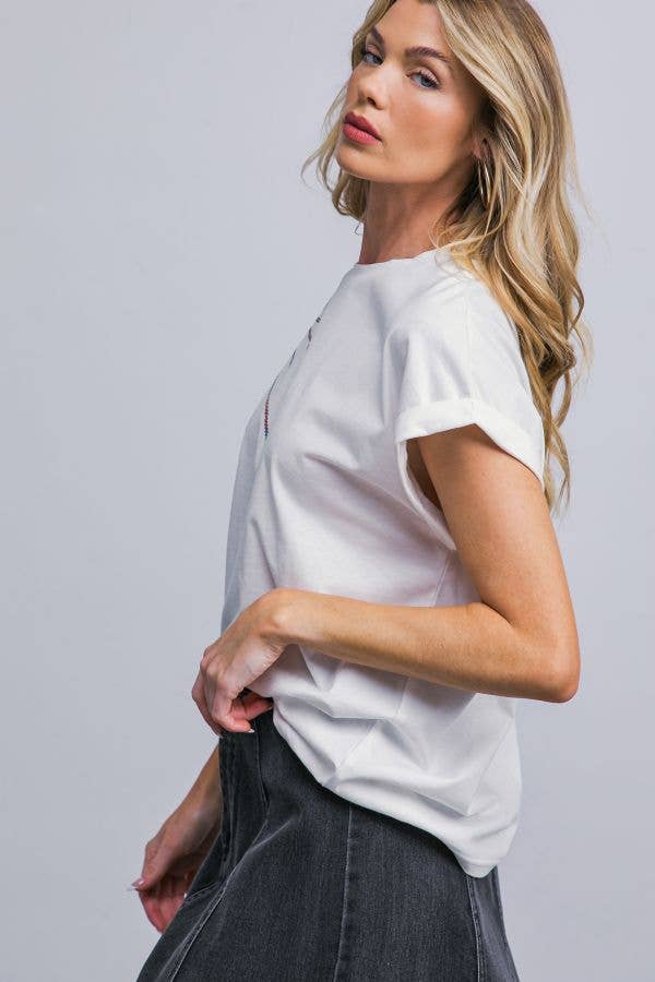 Solid knit top - OFF WHITE