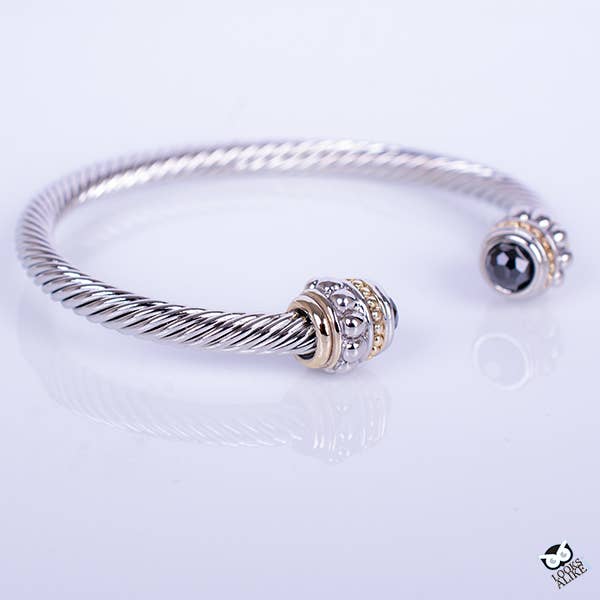 Beaded Black Cable Bangle