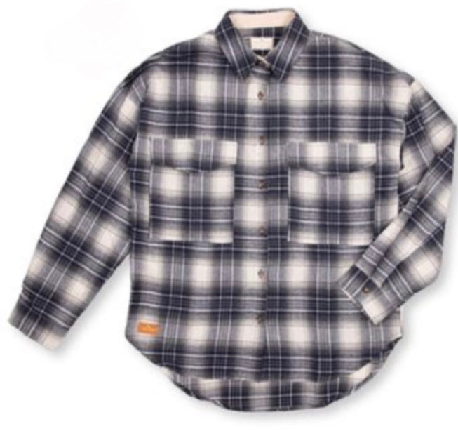 Plaid Shacket-Denim