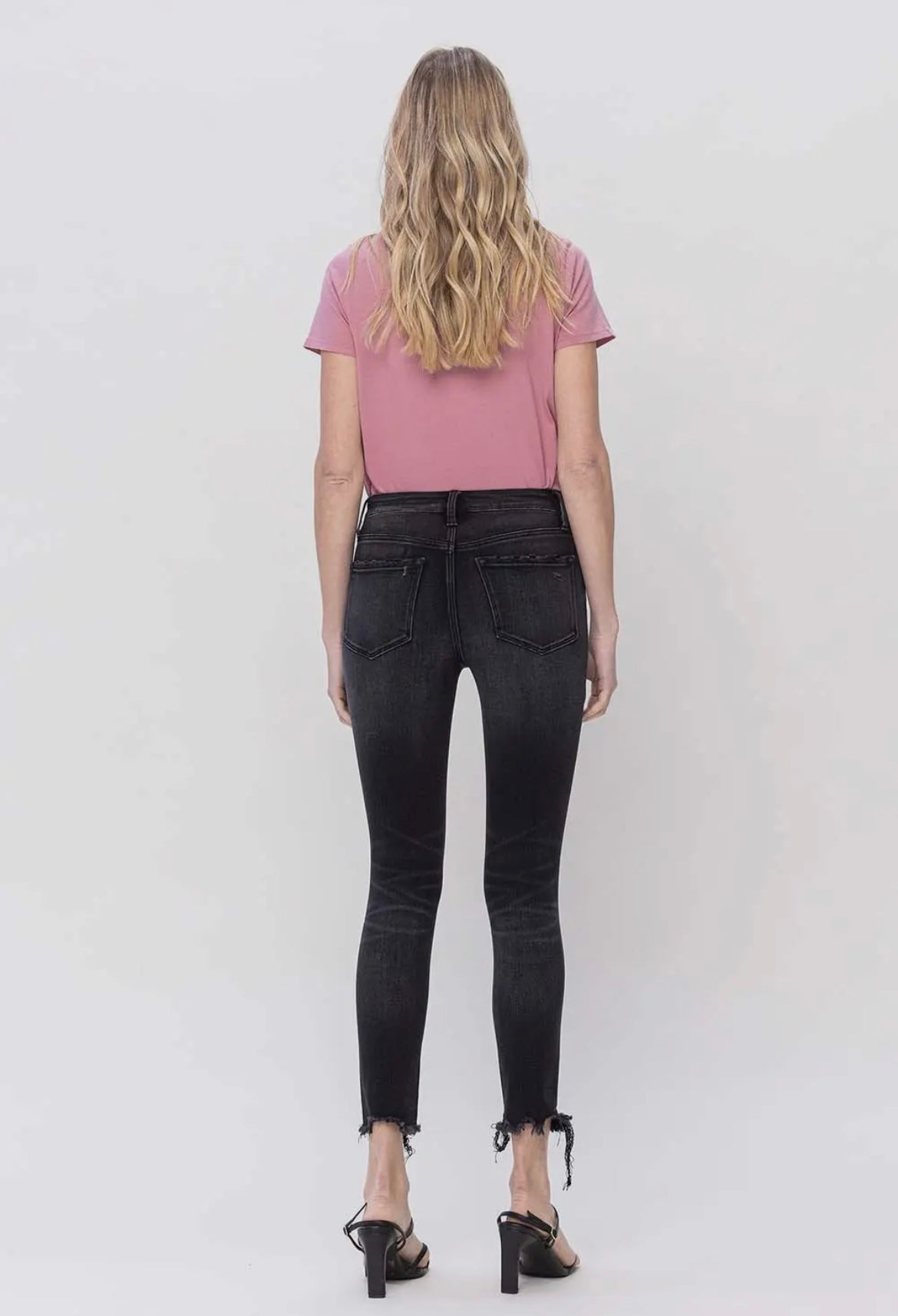 Flying Monkey Mid Rise Destroyed Hem Skinny Jeans