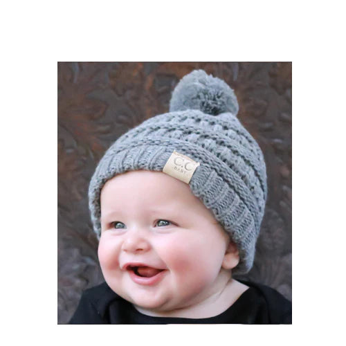 Baby-LIGHT MELANGE BEANIE WITH POM