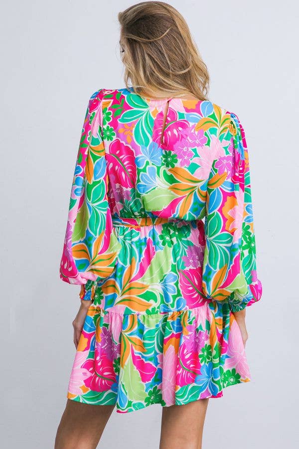 Printed woven mini dress