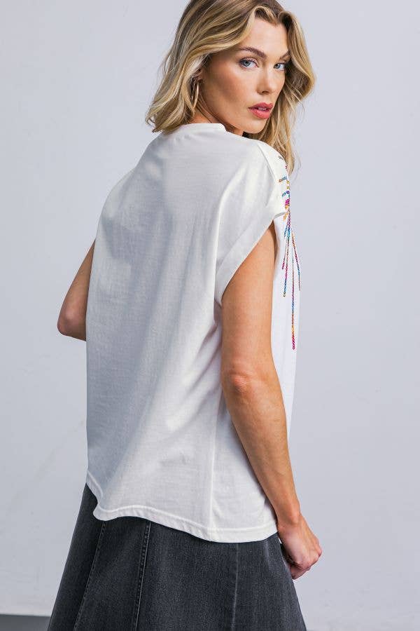Solid knit top - OFF WHITE