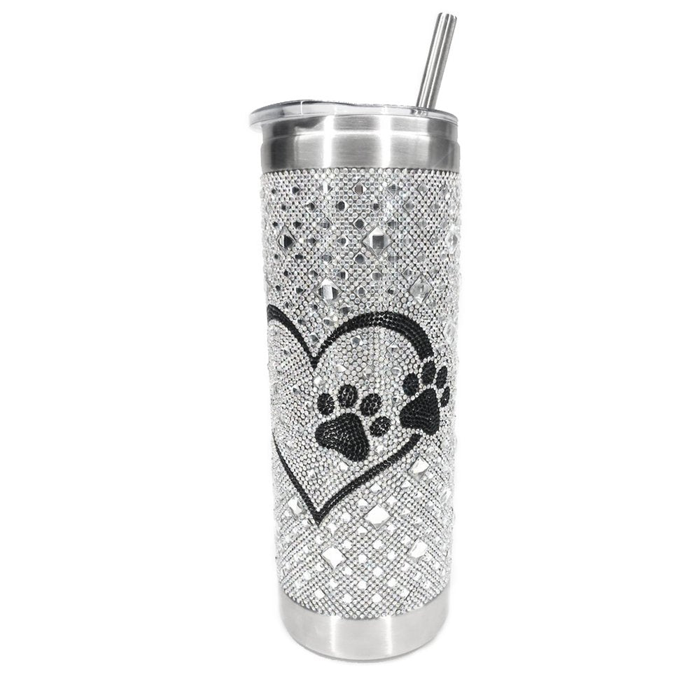 DIAMONDS IN THE RUFF TUMBLER SILVER WITH BLACK PAW