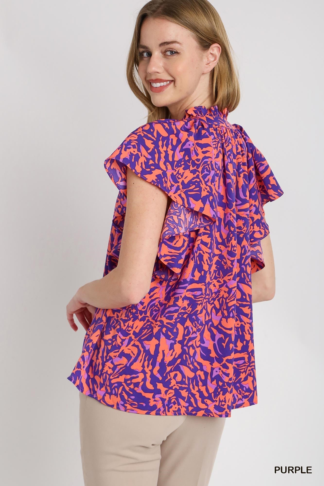 Two tone abstract print top / Mint