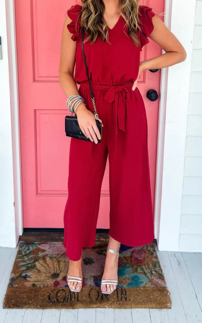 Mud Pie Amethyst Jumpsuit- Red or Black