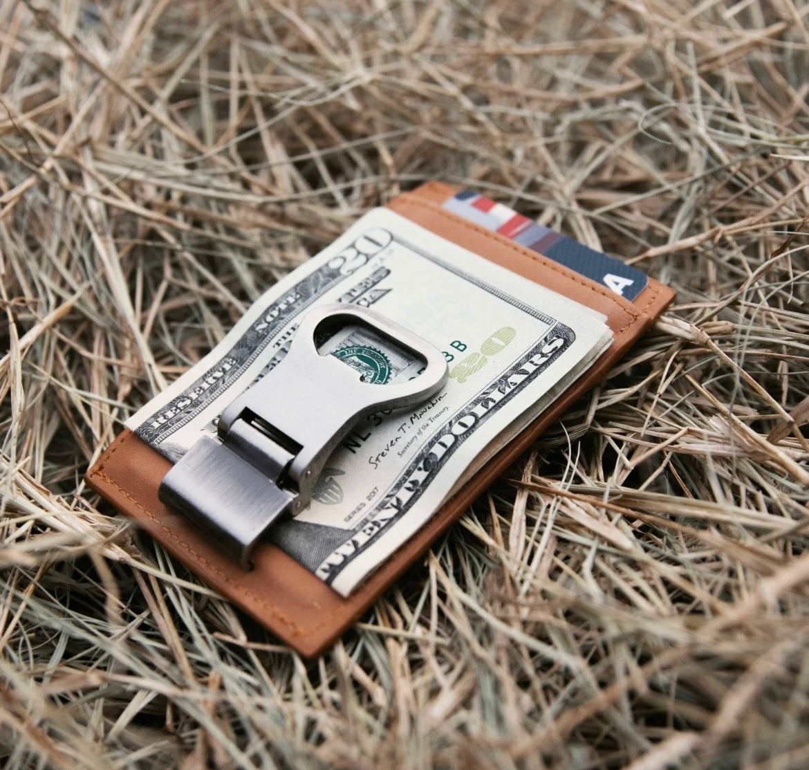 OSA-Leather Money Clip with Bottle Opener