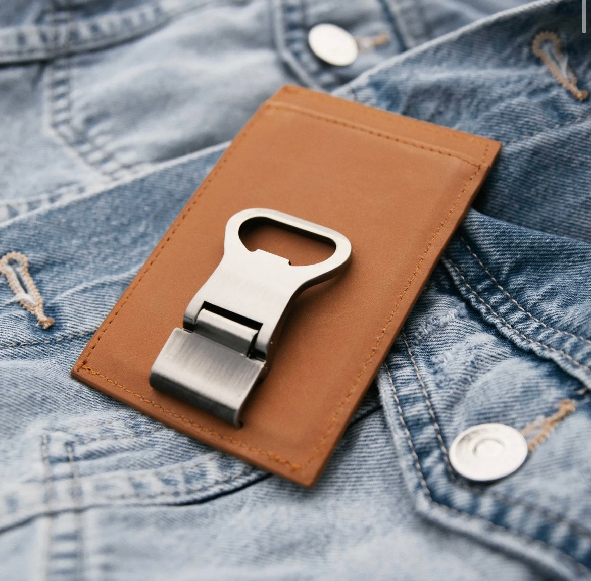 OSA-Leather Money Clip with Bottle Opener