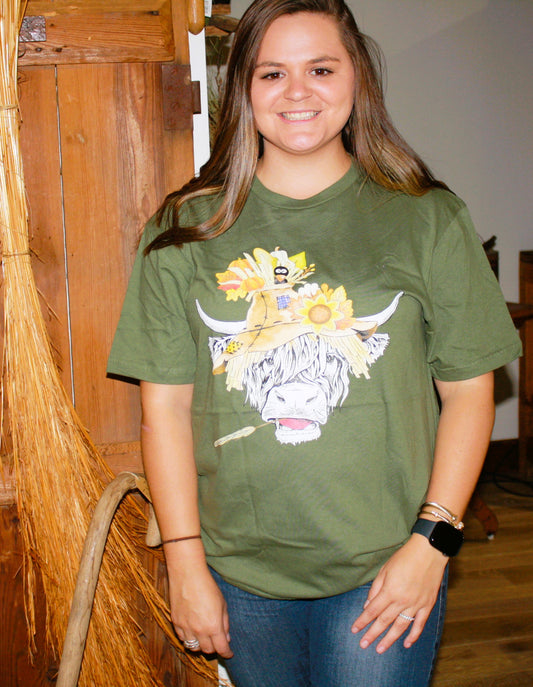 Fall Shaggy Cow Graphic Tee