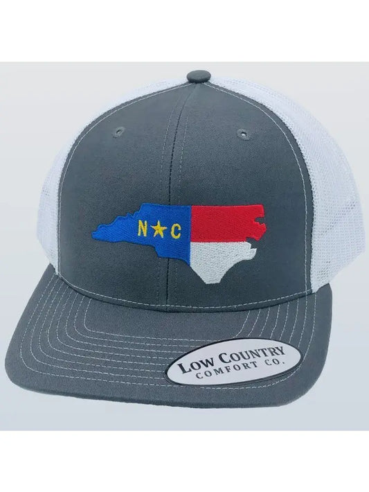 North Carolina Flag Charcoal/White Hat