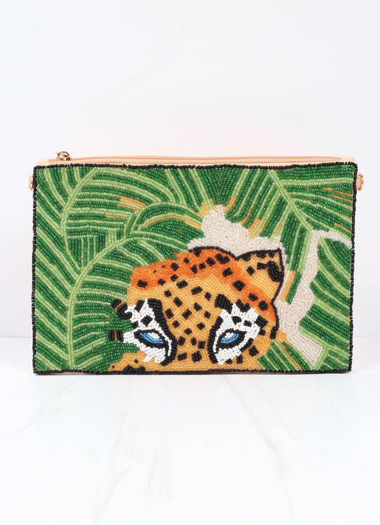 Wild Safari Beaded Crossbody: GREEN