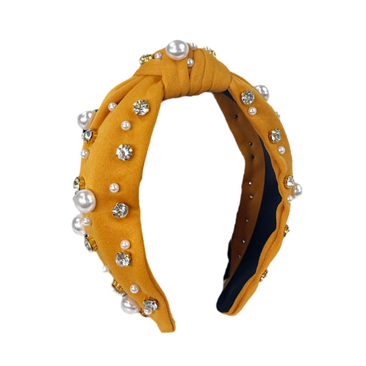 PEARL TOP KNOT HEADBAND ORANGE