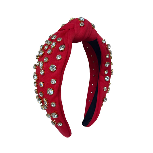 CLEAR TOP KNOT HEADBAND RED