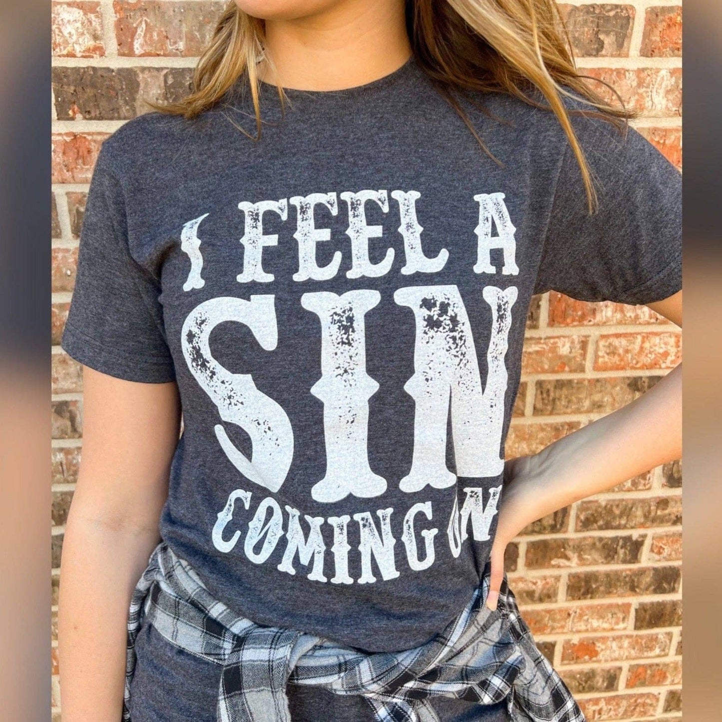 I Feel A Sin Coming On Western Soft Graphic Tee